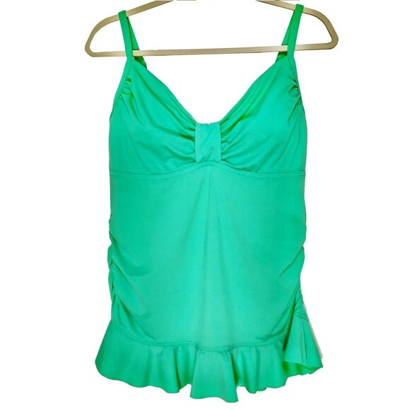 Lands End Underwire size 10 Ruched Tankini Swim Top Swimwear Womens EUC Lands' - Picture 1 of 5